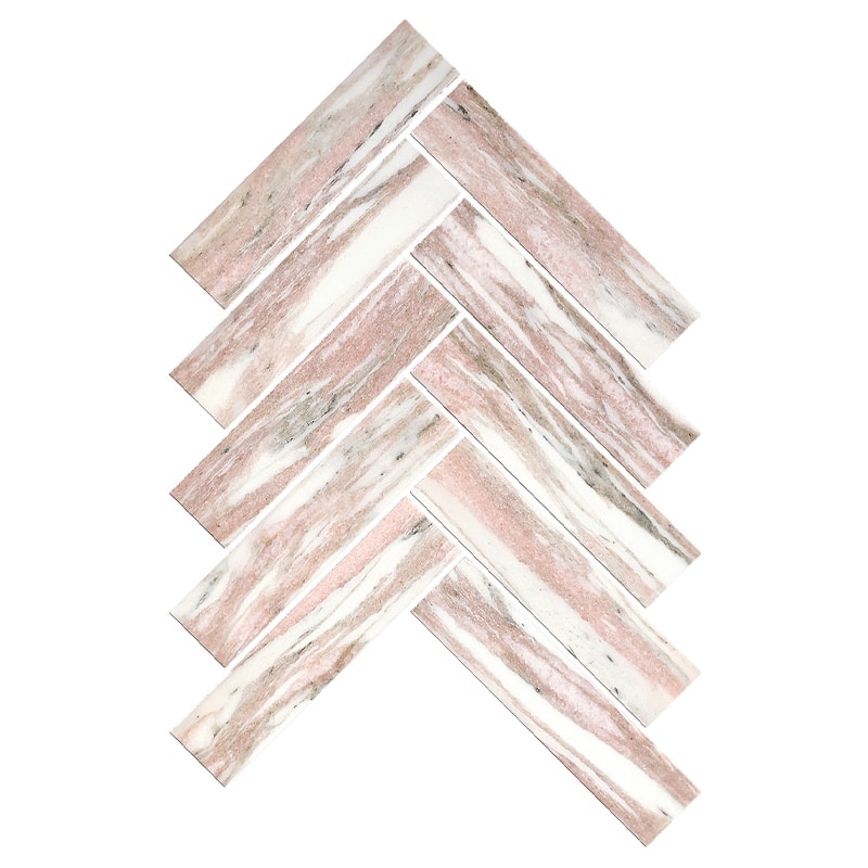 Norwegian Pink Herringbone Mosaic tile