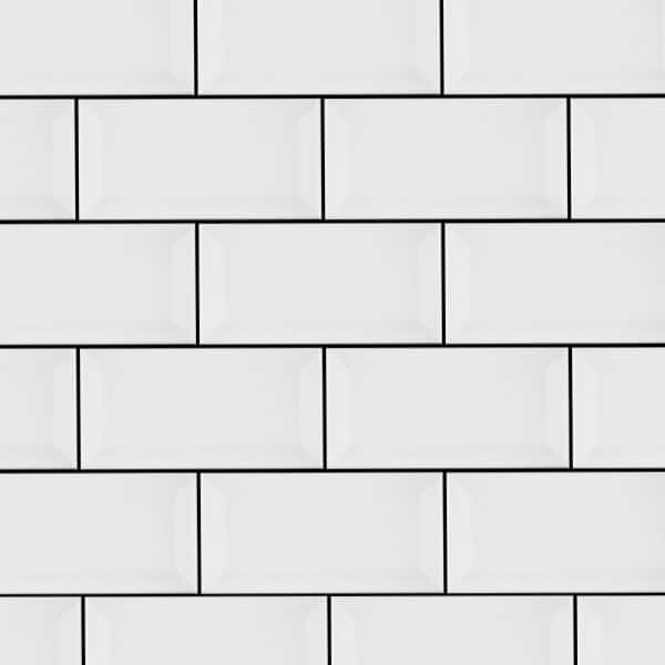 Subway Bevelled edge gloss white wall tiles