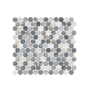 Artemis Blue Sandstone Penny Round Mosaic tile sheet