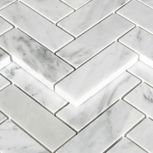 Carrara Marble Herringbone tiles