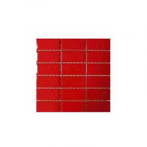 Metro Red Bevelled Edge Gloss Mosaic tile sheet